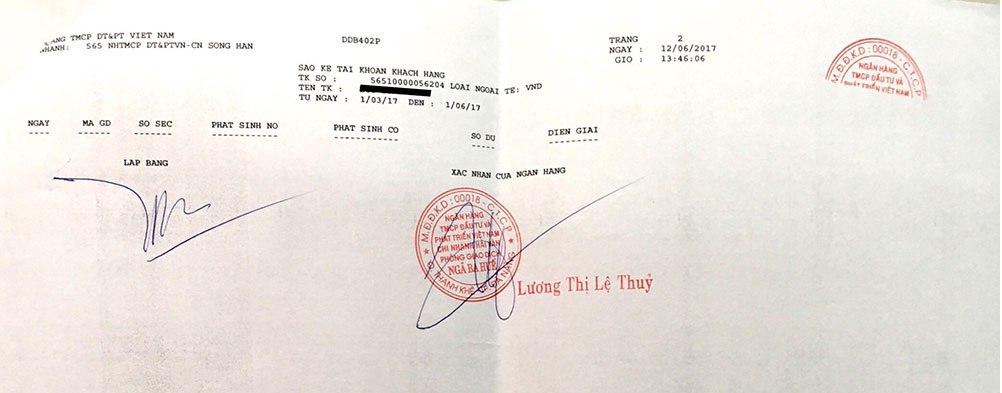 Sao kê lương Techcombank